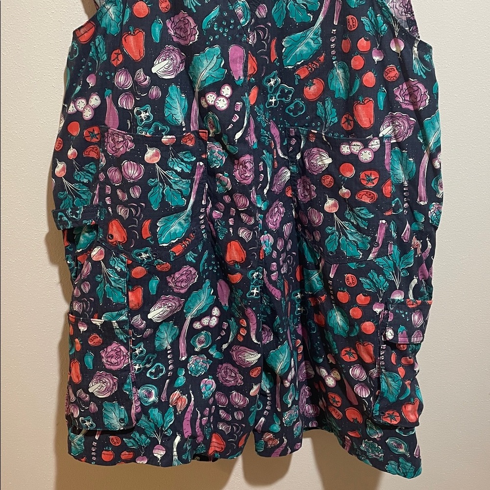 🥕 RARE PRINT 🍅 Duluth Trading Co Heirloom Gardening Overall Shorts💖 - Picture 13 of 14